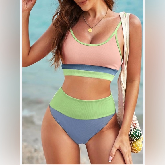 heresias Other - 🌸. Colorblock Bikini Set - Pink, Green, and Blue